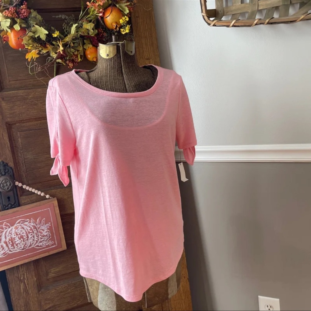 NWT Talbots Beautiful Pink with Tied Sleeve Top.